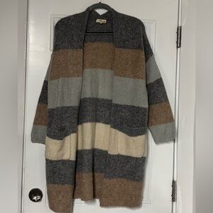 Striped Gray, beige, cream, and Brown Women's Sweater. Gently worn.